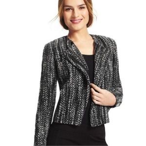 CABI 529 ‘Over The Moon’ Jacquard Wool Blend Moto Blazer Jacket Women’s Size 14